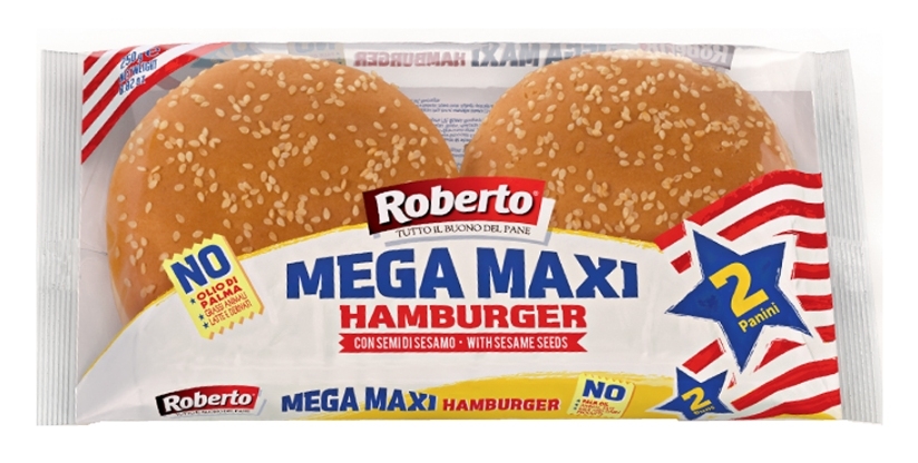 Panini Per Hamburger Con Semi di Sesamo - Roberto - 4 Maxi Panini